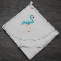  Полотенце белое "Фламинго" с уголком детская одежда от производителя ТМ БОВЕБУМ