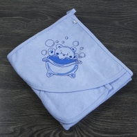  Полотенце голубое "Мишка в ванной" с уголком детская одежда от производителя ТМ БОВЕБУМ