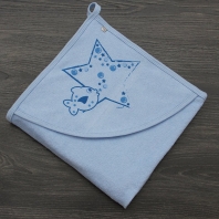 Полотенце голубое "Рыбка в звездочке" с уголком детская одежда от производителя ТМ БОВЕБУМ