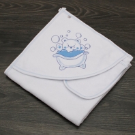  Полотенце белое "Мишка в ванной" с уголком детская одежда от производителя ТМ БОВЕБУМ